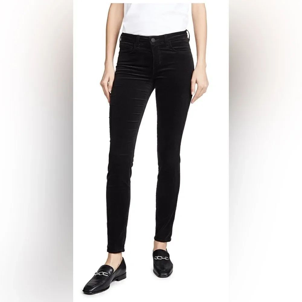 L'AGENCE jeans Marguerite black Velvet High Rise Skinny Pants 27